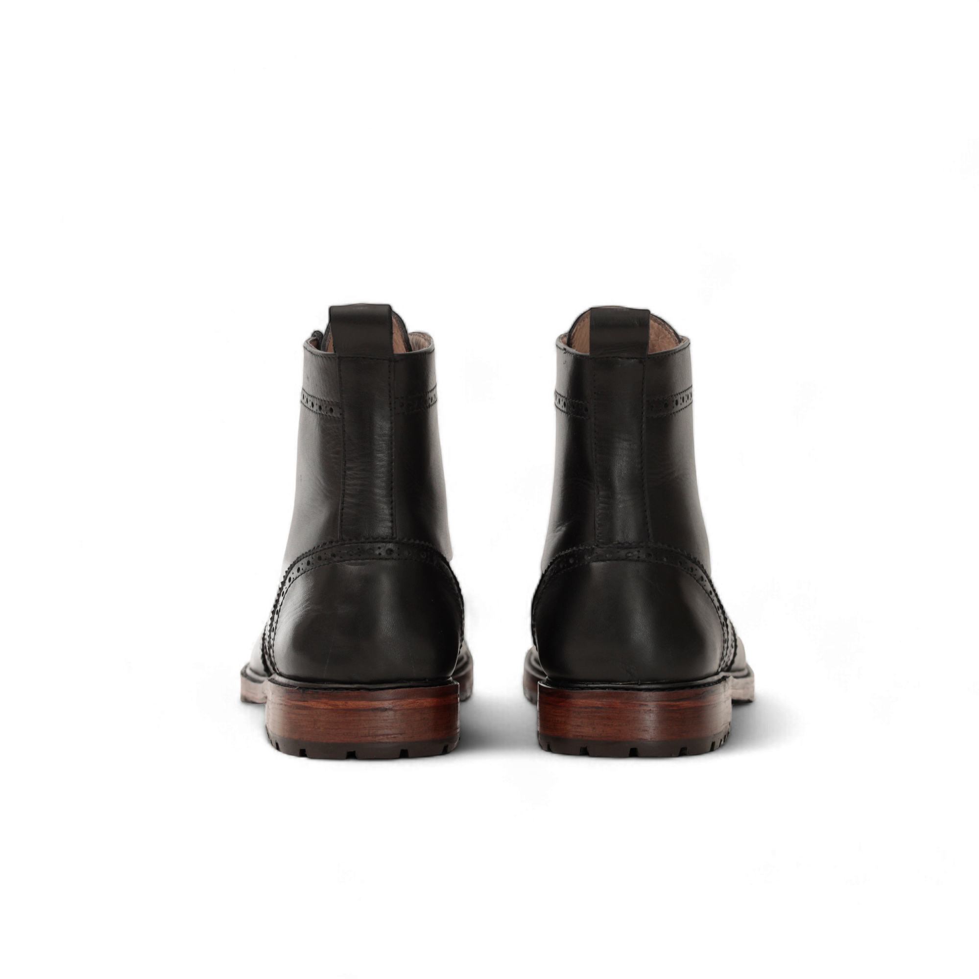 Combat Boots – Cuir lisse Noir brogue - Ayilmas