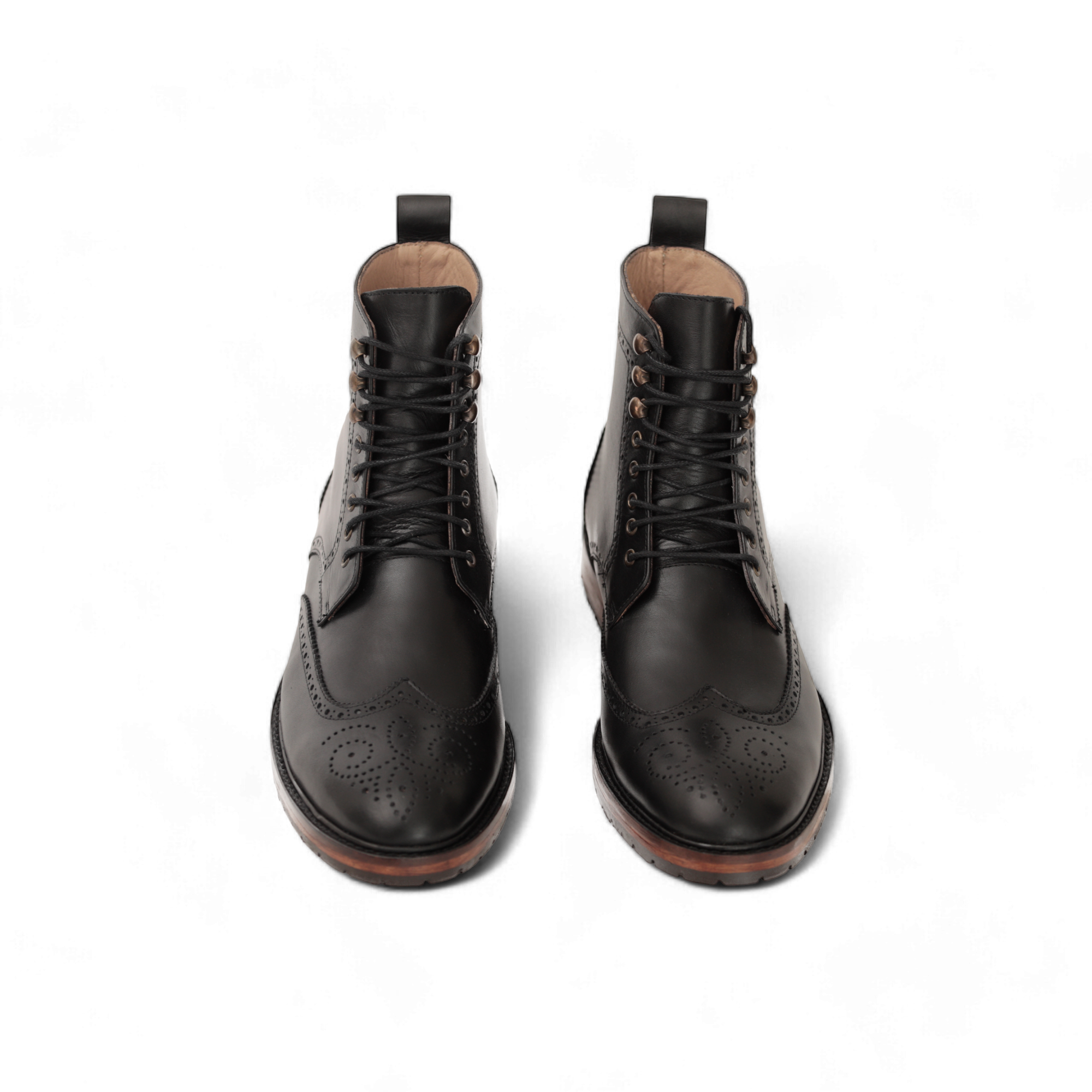 Combat Boots – Cuir lisse Noir brogue - Ayilmas