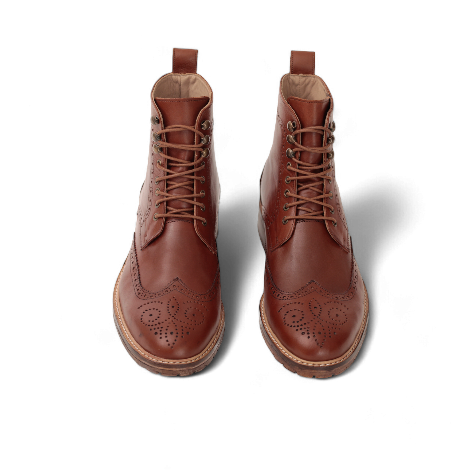 Combat Boots – Cuir lisse Tabac brogue - Ayilmas