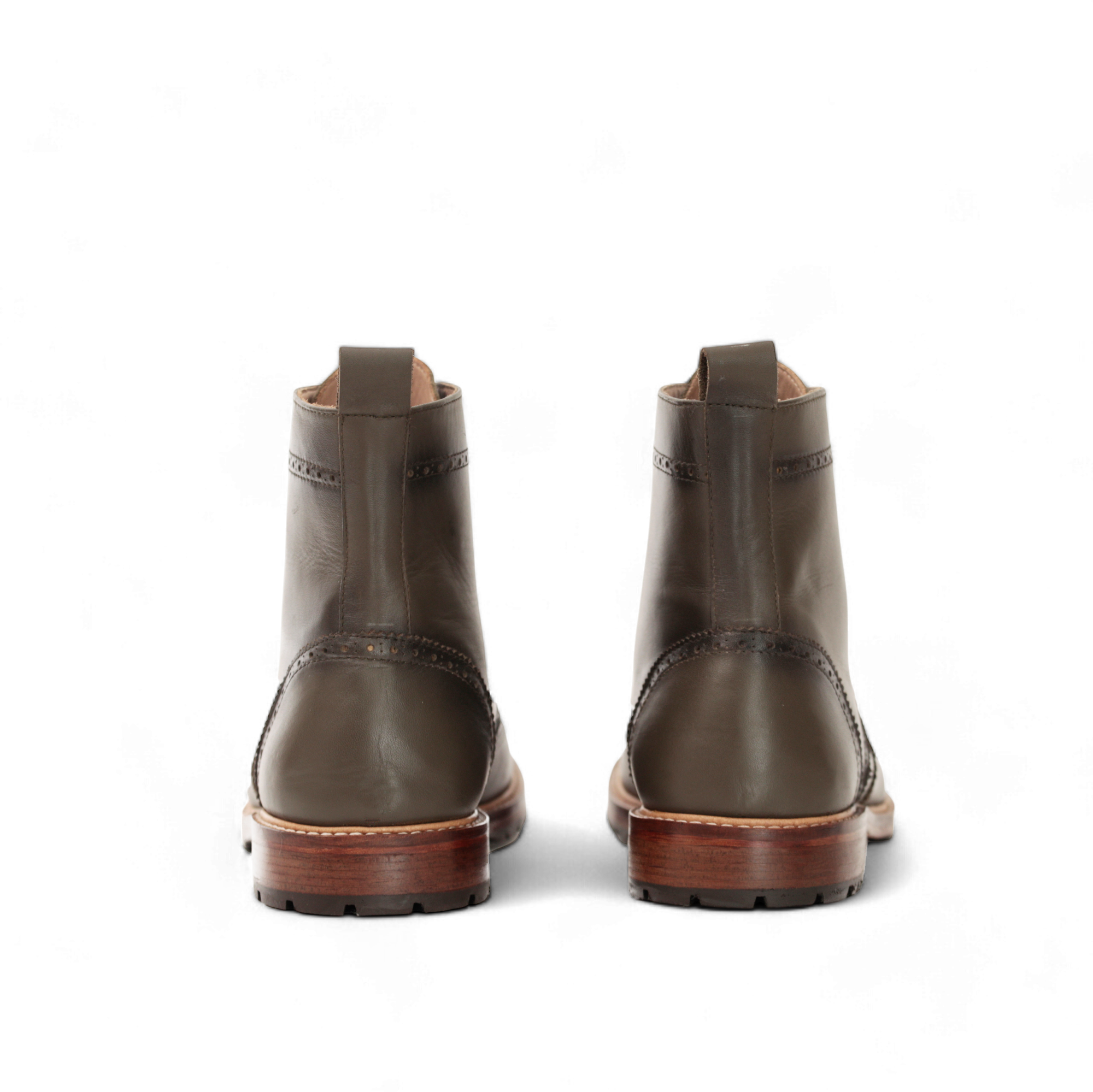 Combat Boots – Cuir lisse Vert olive brogue - Ayilmas