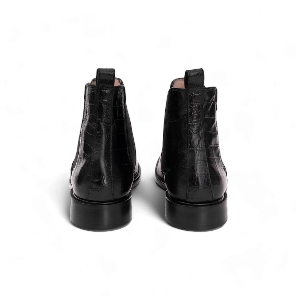 Chelsea Boots Cuir Lisse + Croco Noir | Atlas