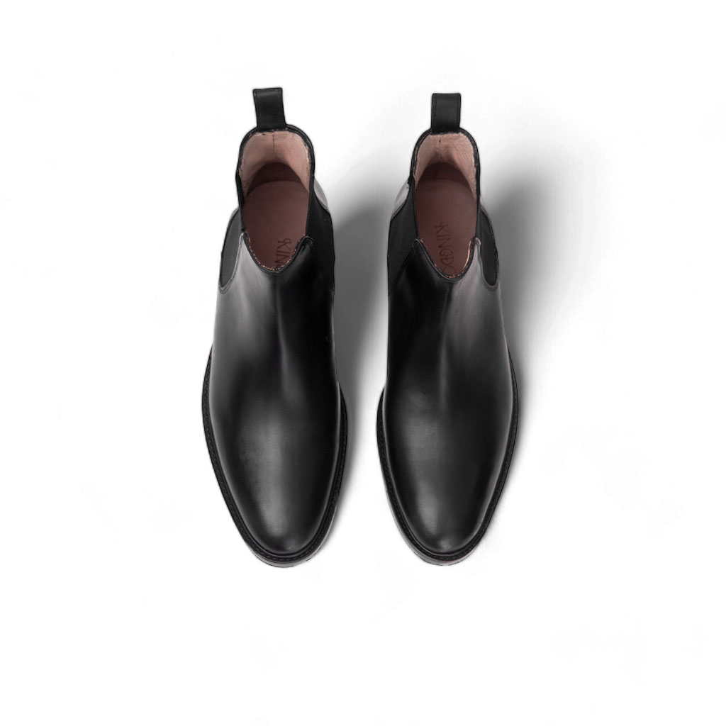 Chelsea Boots Cuir Lisse + Croco Noir | Atlas