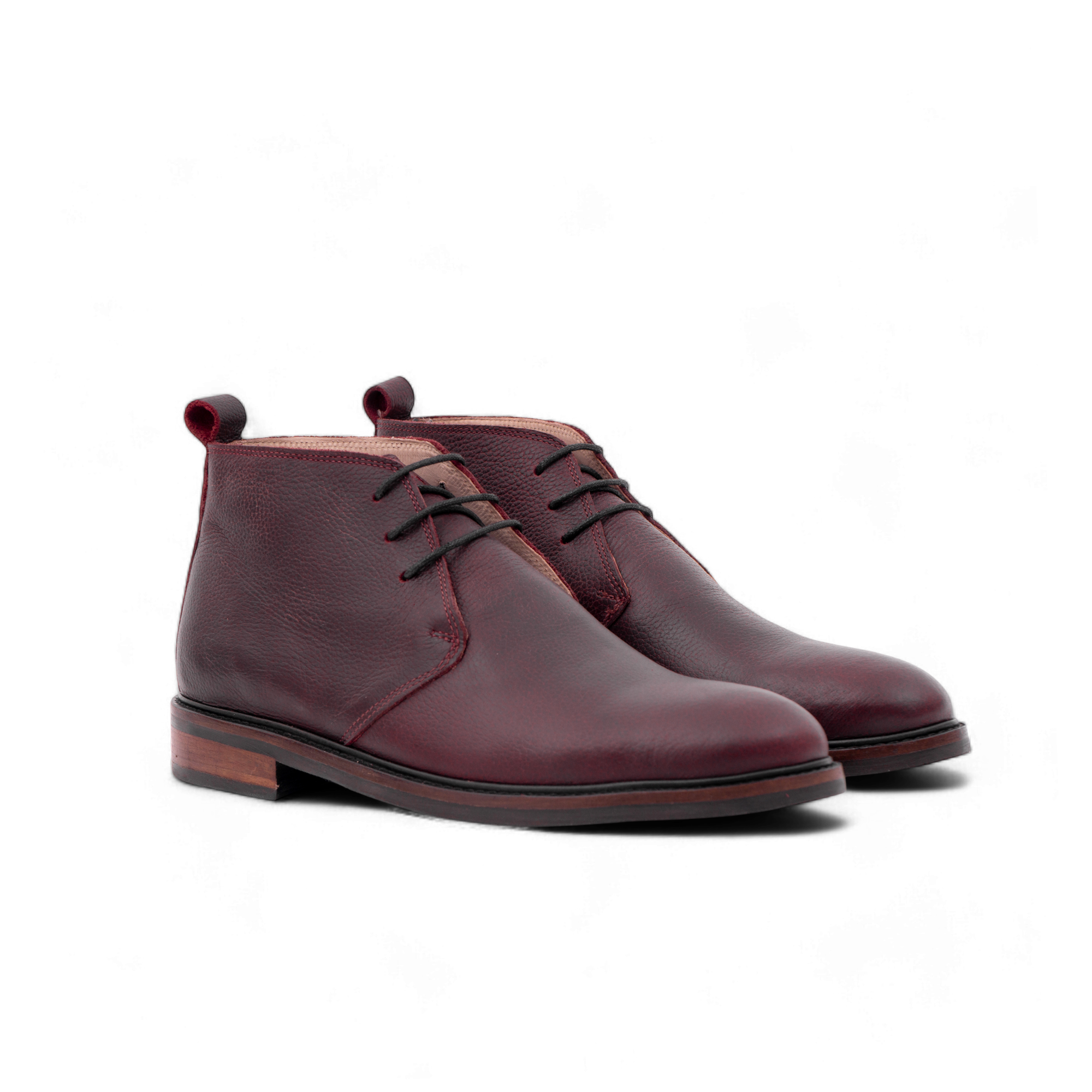 Demi bottes - The Aksil en Cuir Grainé bourgogne