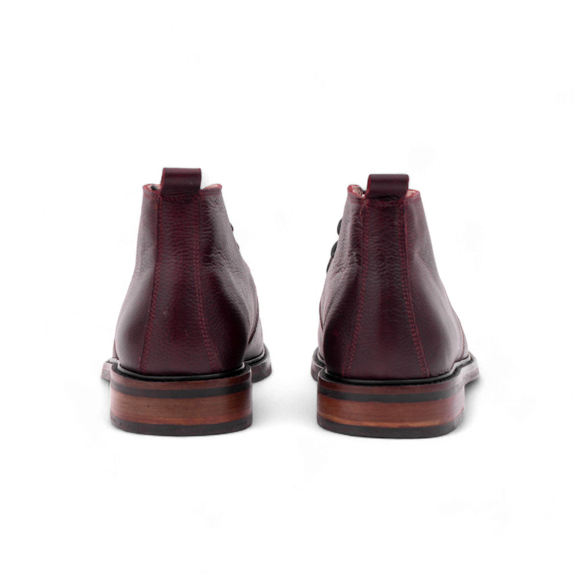 Demi bottes - The Aksil en Cuir Grainé bourgogne