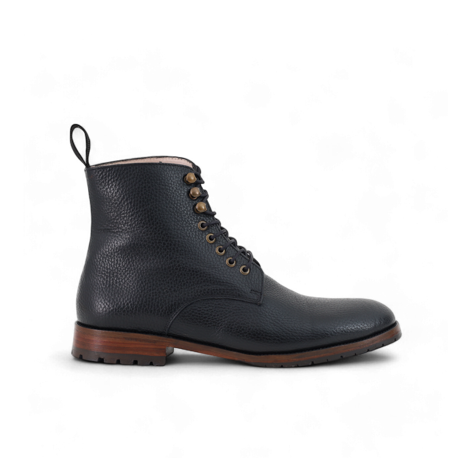 Combat Boots Classique – Cuir Grainé Noir - Yanni