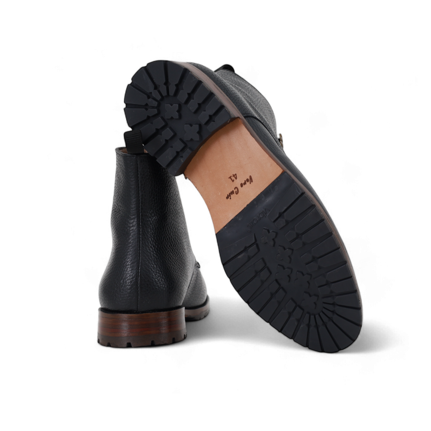 Combat Boots Classique – Cuir Grainé Noir - Yanni