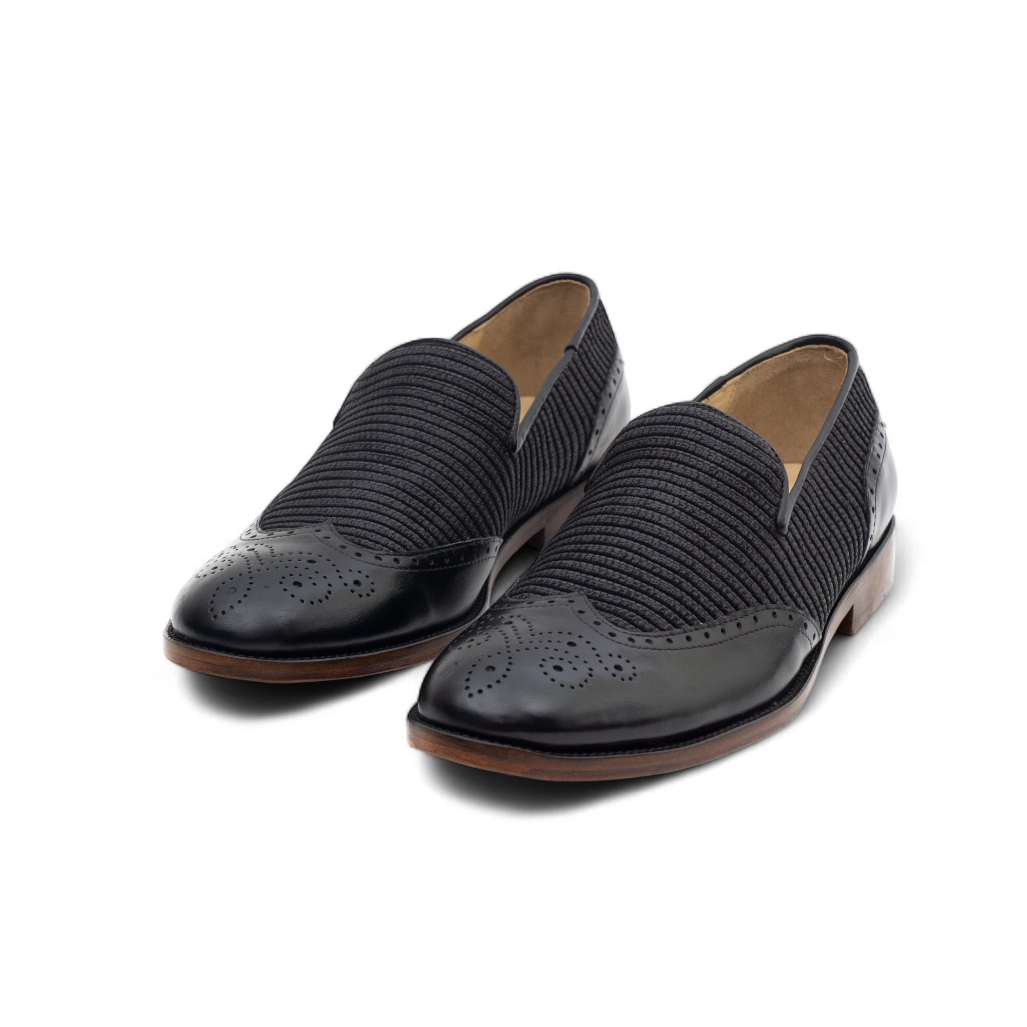 Le Mogador Moroccan Loafer – En cuir lisse + Raphia Noir