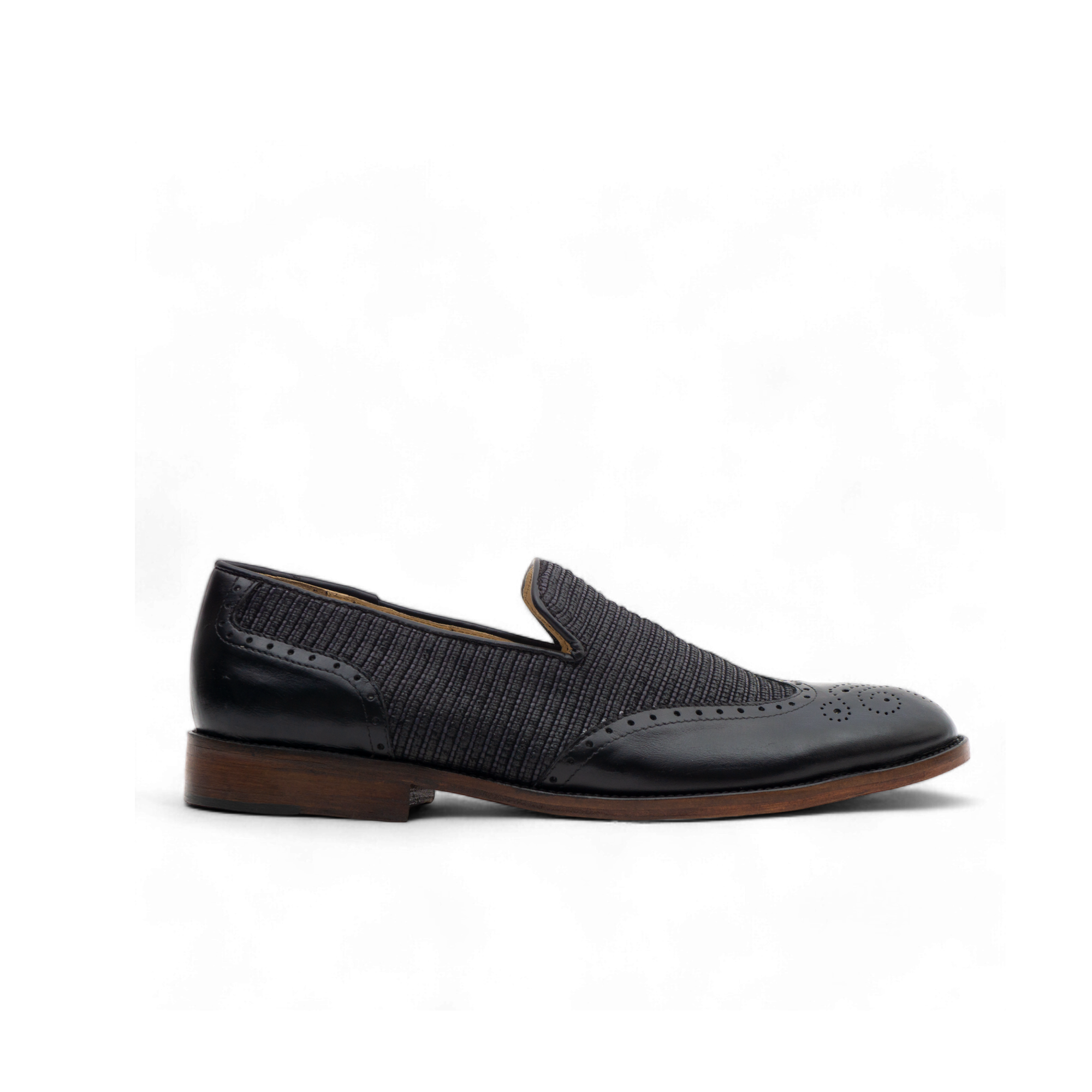 Le Mogador Moroccan Loafer – En cuir lisse + Raphia Noir
