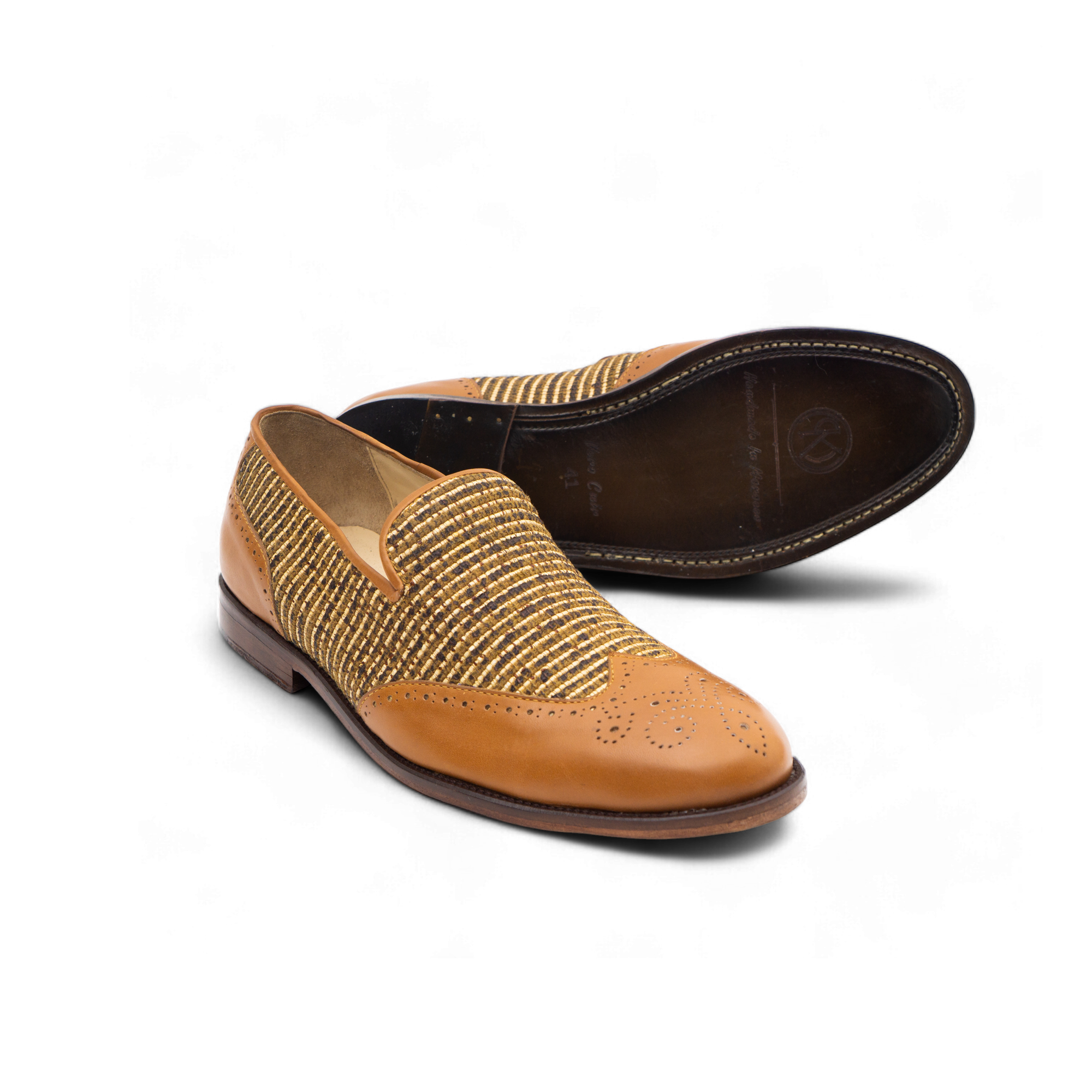 Le Mogador Moroccan Loafer – En cuir lisse + Raphia Tabac