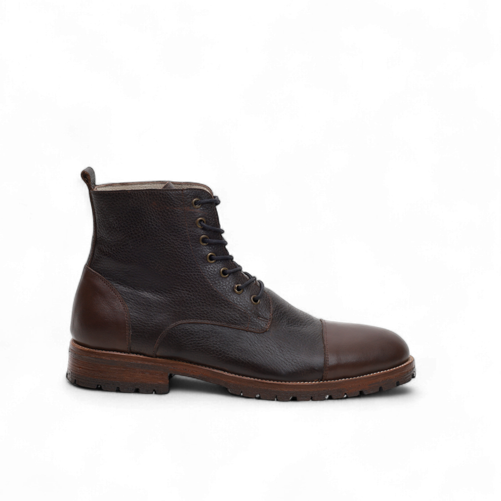 Bottines Commando – Cuir Grainé Marron foncé - Yugurten