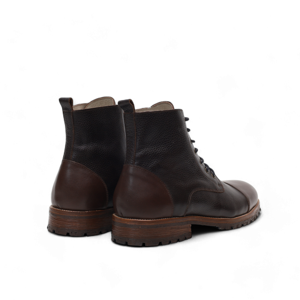 Bottines Commando – Cuir Grainé Marron foncé - Yugurten