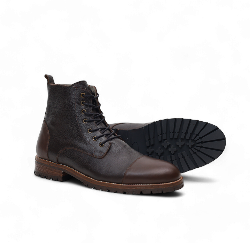 Bottines Commando – Cuir Grainé Marron foncé - Yugurten