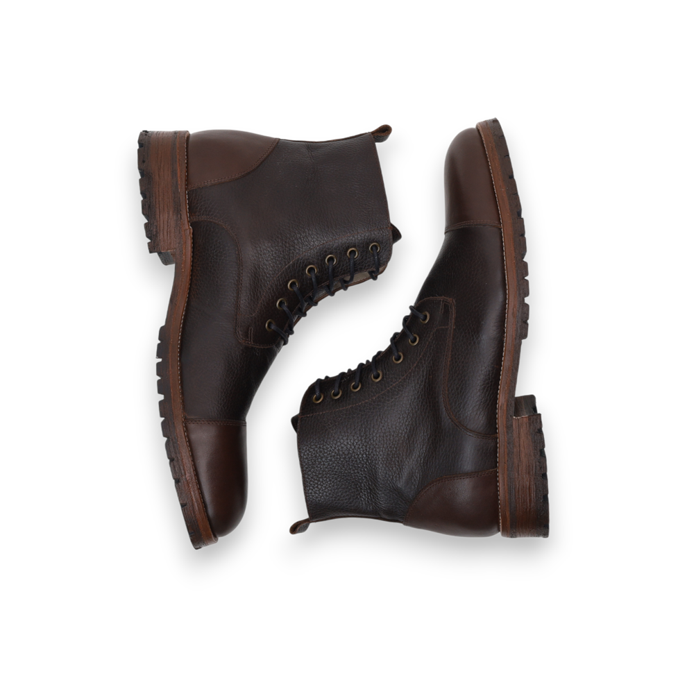 Bottines Commando – Cuir Grainé Marron foncé - Yugurten