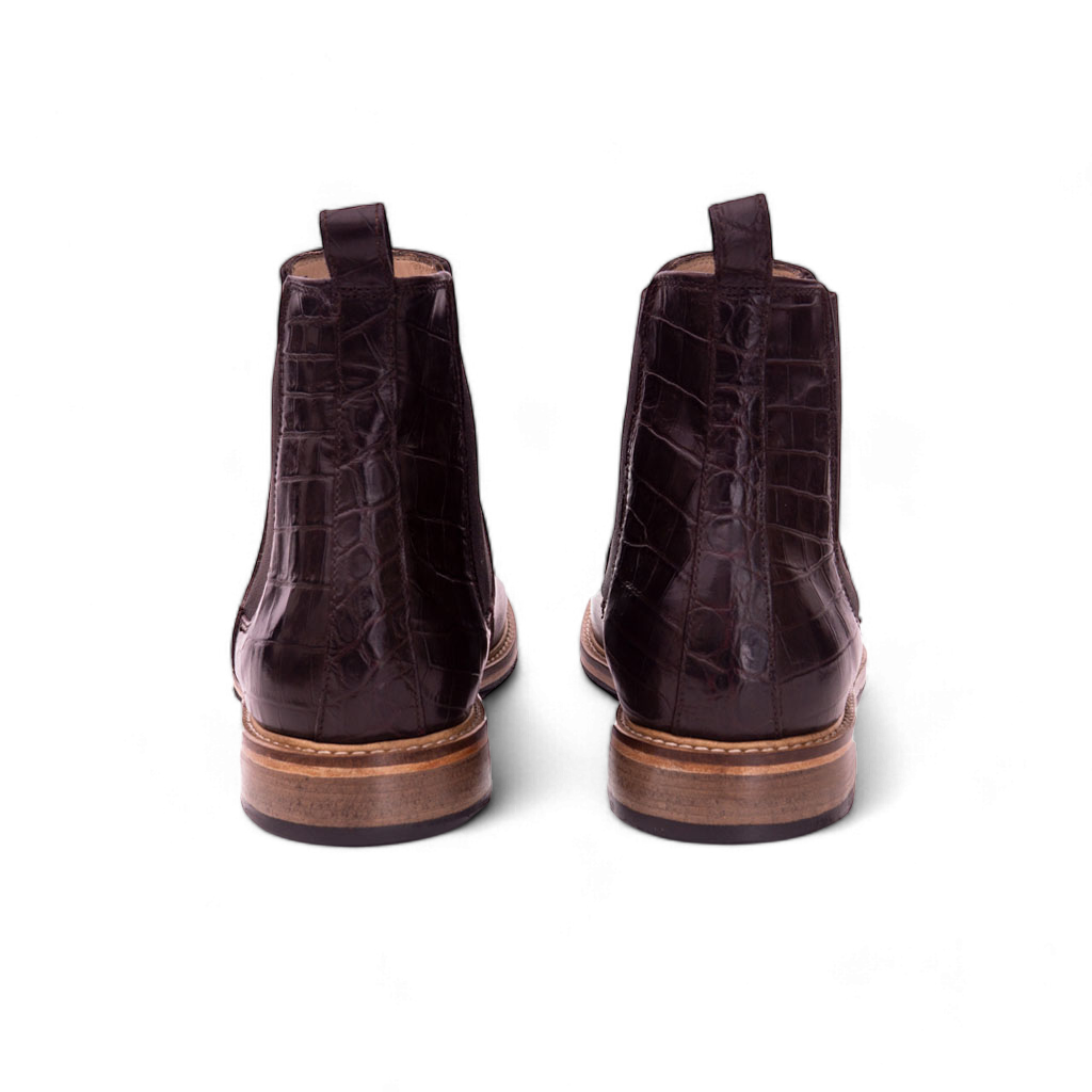 Chelsea Boots  Cuir Lisse + Croco Marron | Atlas