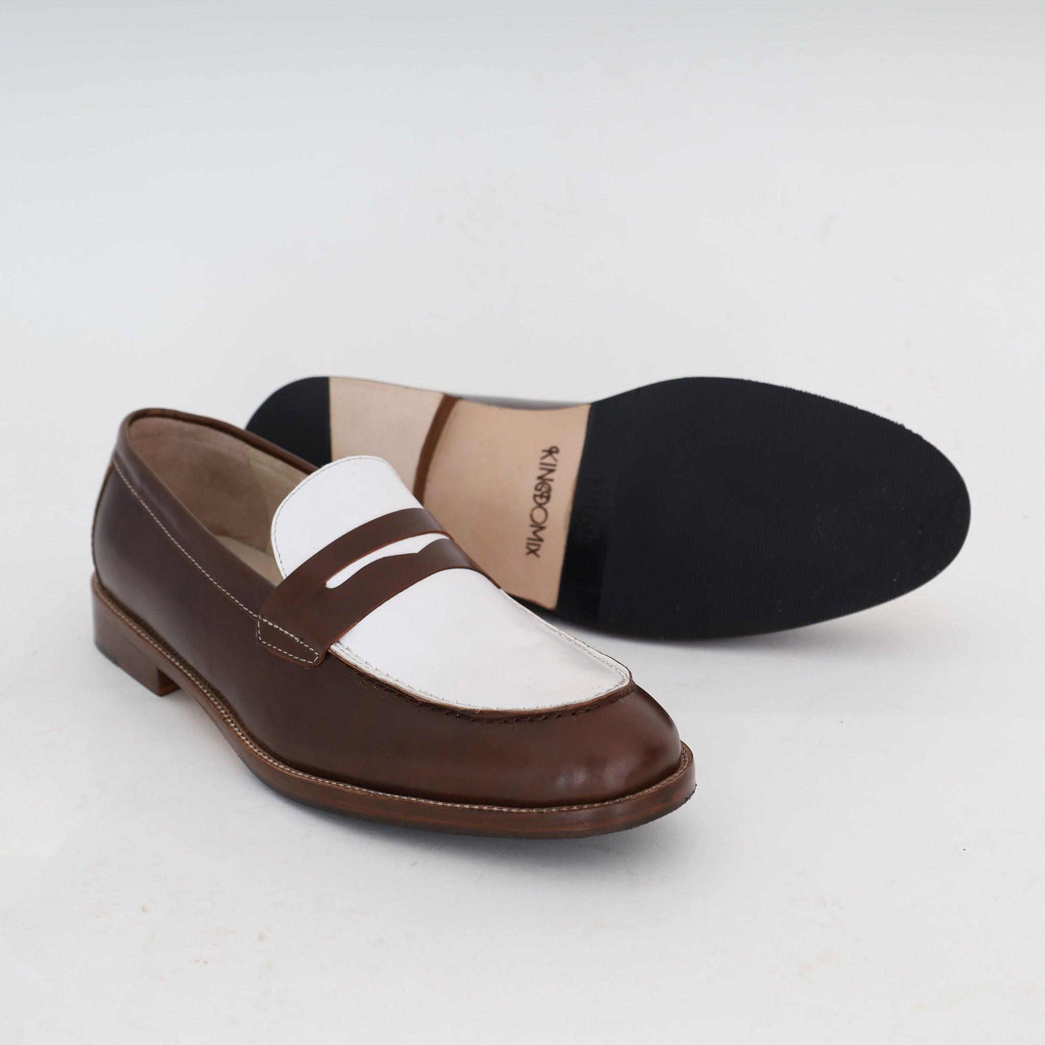 Juba Brown x White Penny loafer