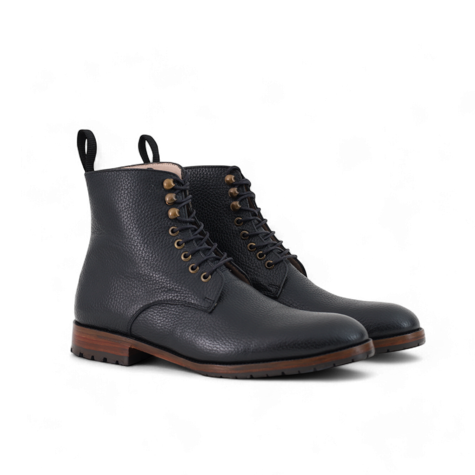 Combat Boots Classique – Cuir Grainé Noir  - Yanni
