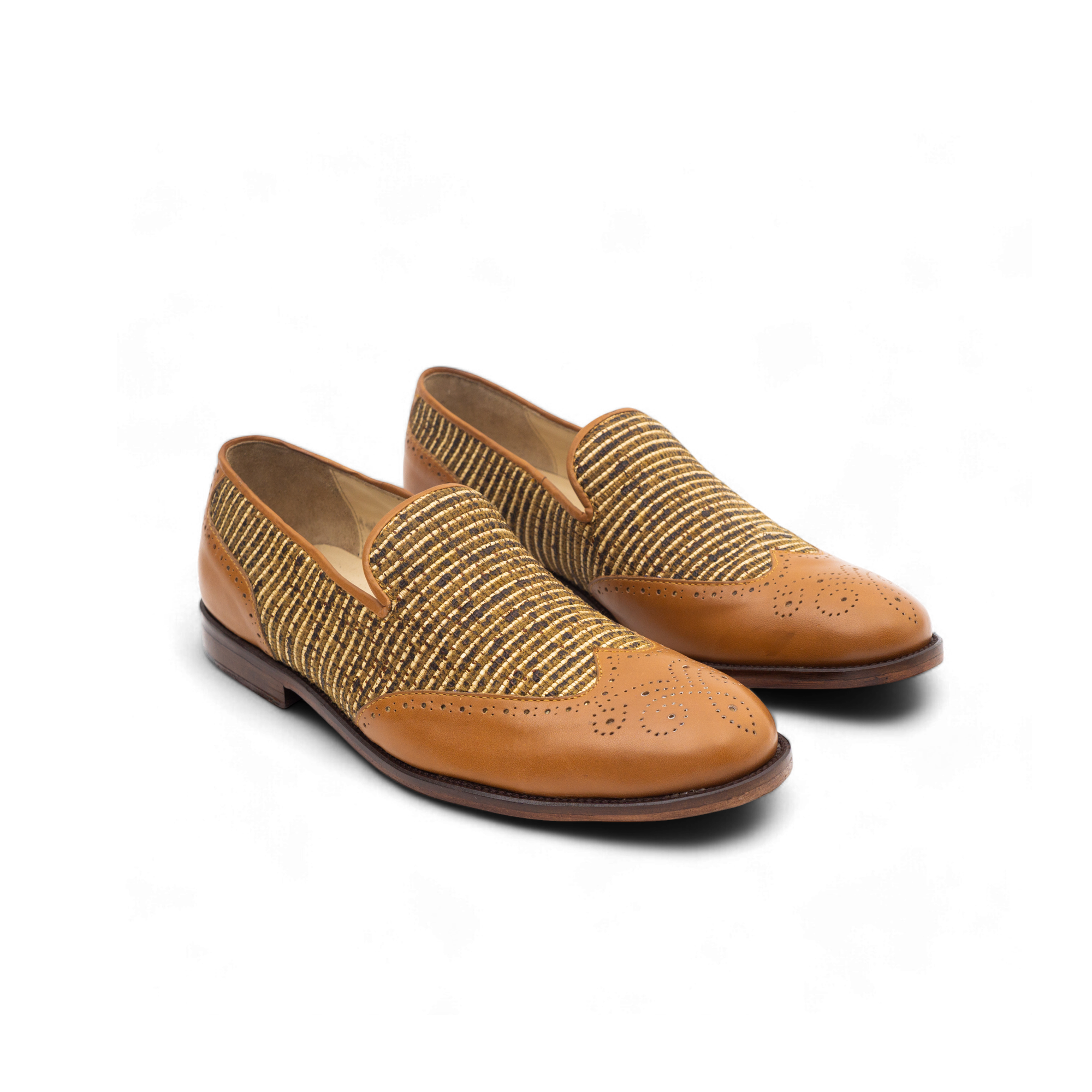 Le Mogador Moroccan Loafer – En cuir lisse + Raphia Tabac