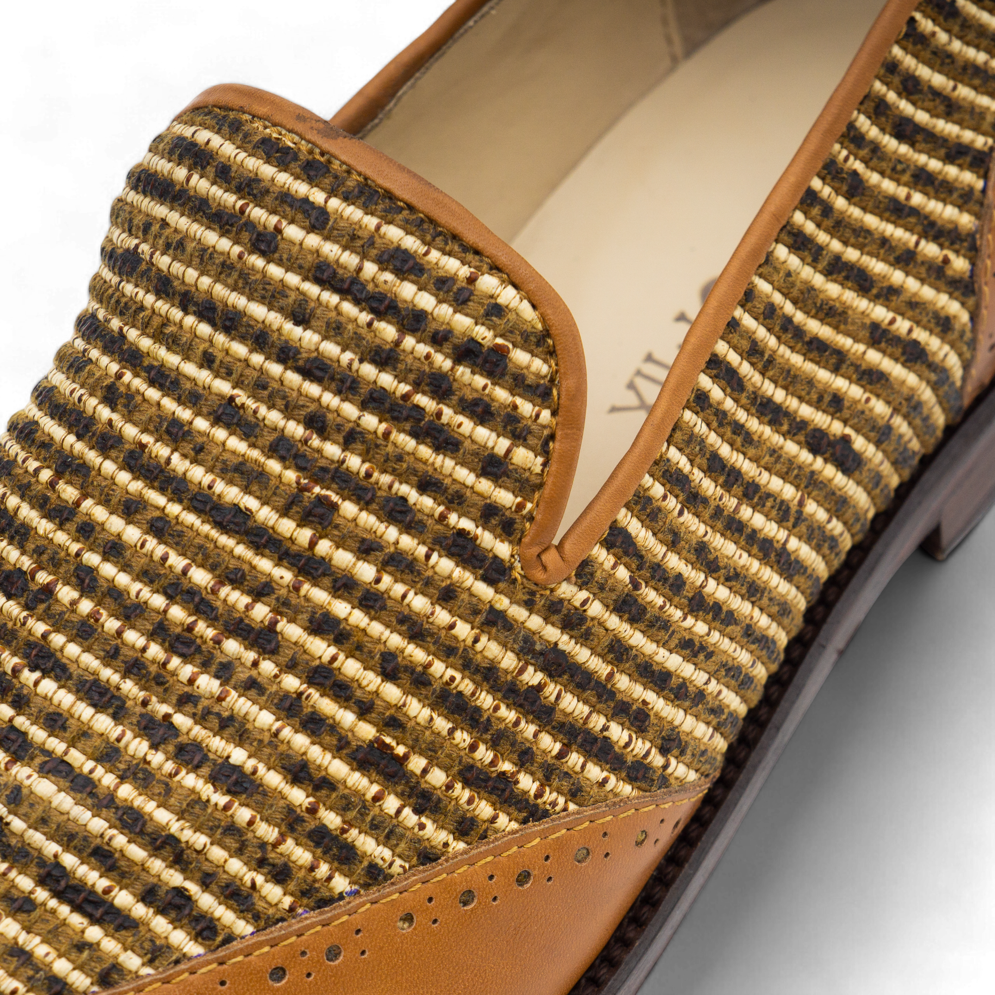 Le Mogador Moroccan Loafer – En cuir lisse + Raphia Tabac