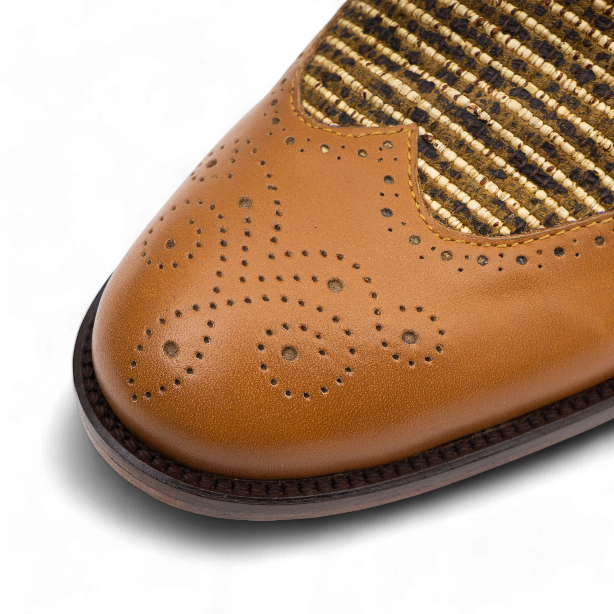 Le Mogador Moroccan Loafer – En cuir lisse + Raphia Tabac